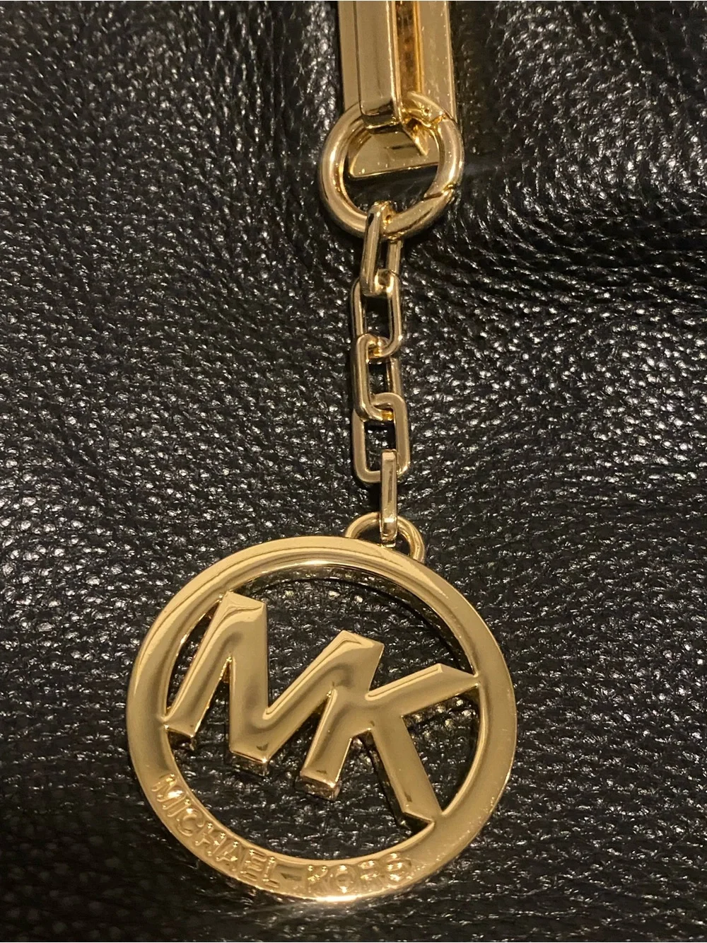 Michael Kors Black Leather Tote with Gold Logo Plaque